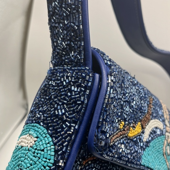 Staud Tommy Blue Swimmers Beaded Bag - Picture 5 of 7